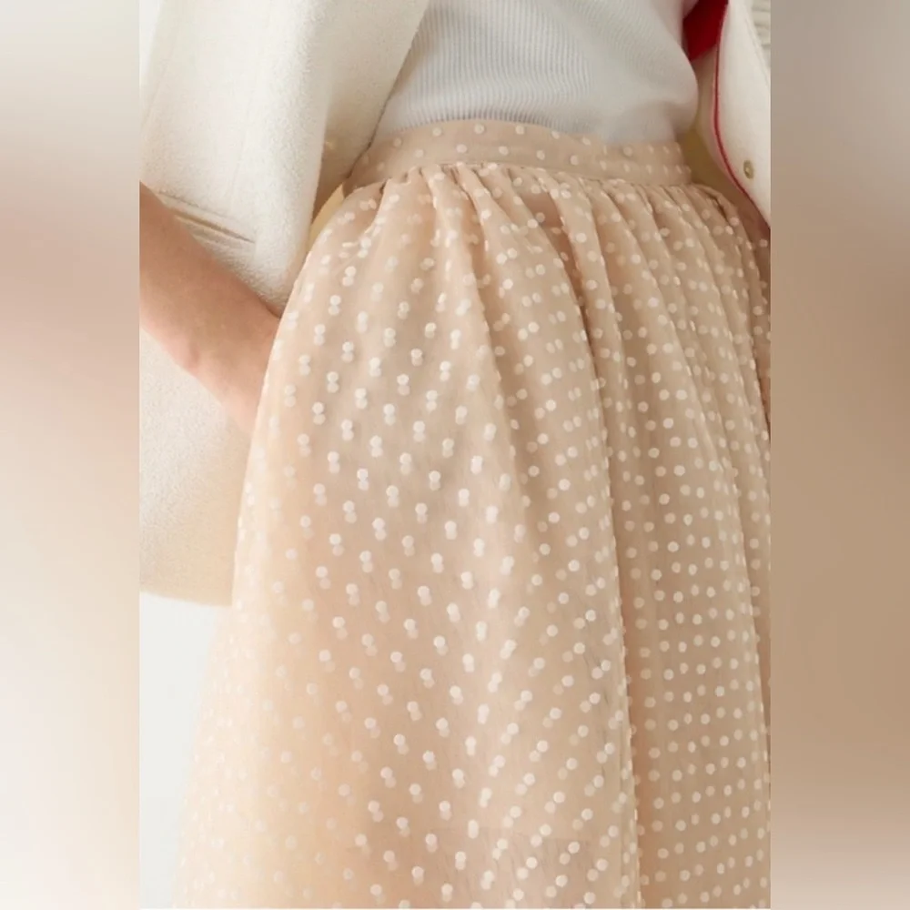 NWT J.Crew Collection limited-edition tulle midi skirt in polka dot - Picture 3 of 6